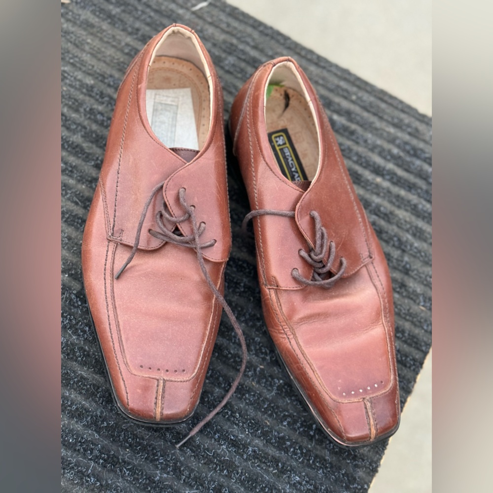 Men's Stacey Adams Brown Leather Dress Shoes size 9.5